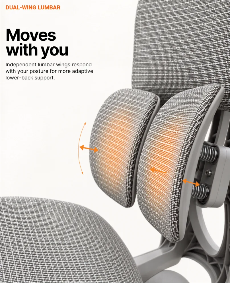 Dual-wing lumbar: moves with you