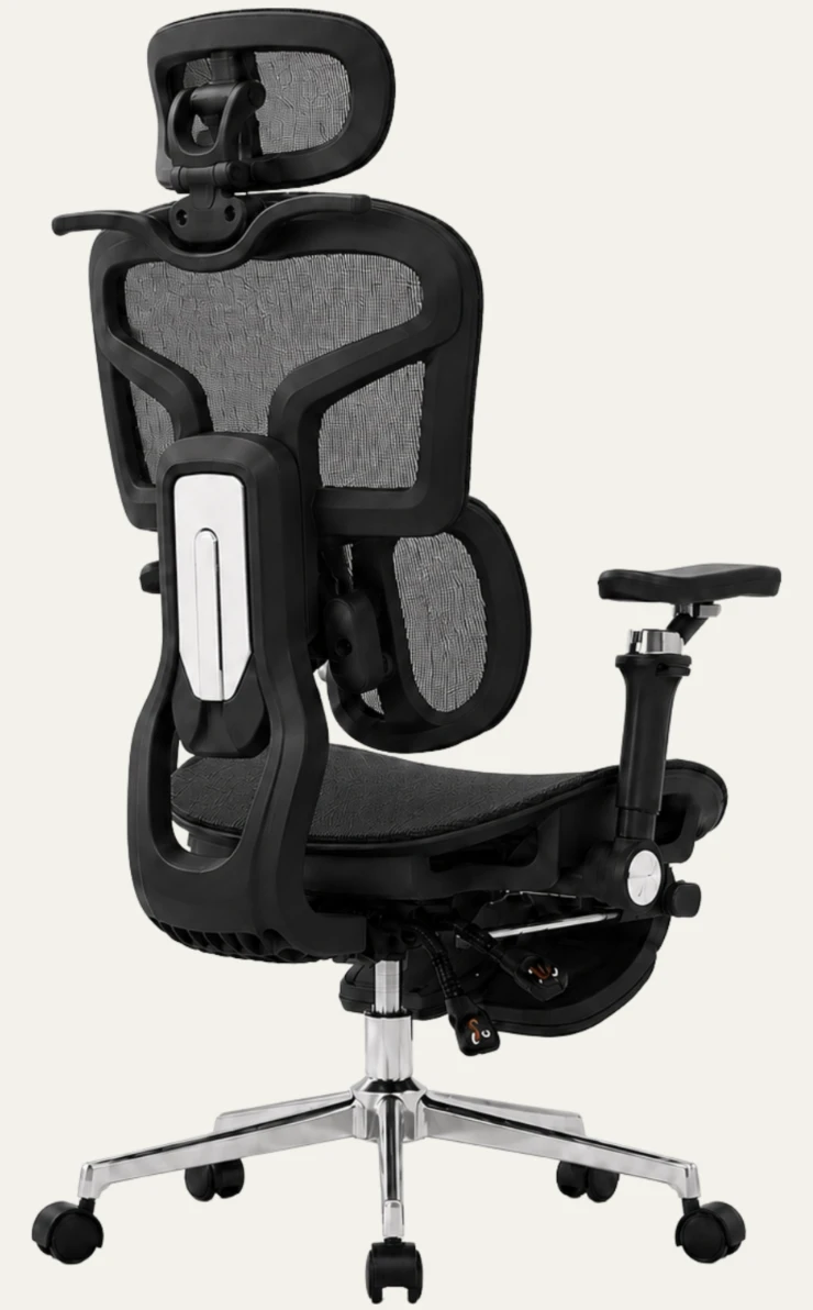 KUUL Aero chair in Onyx Black, rear three-quarter view from the side