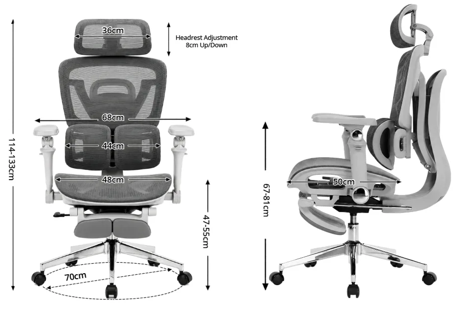 KUUL Atlas front and side views with measurements
