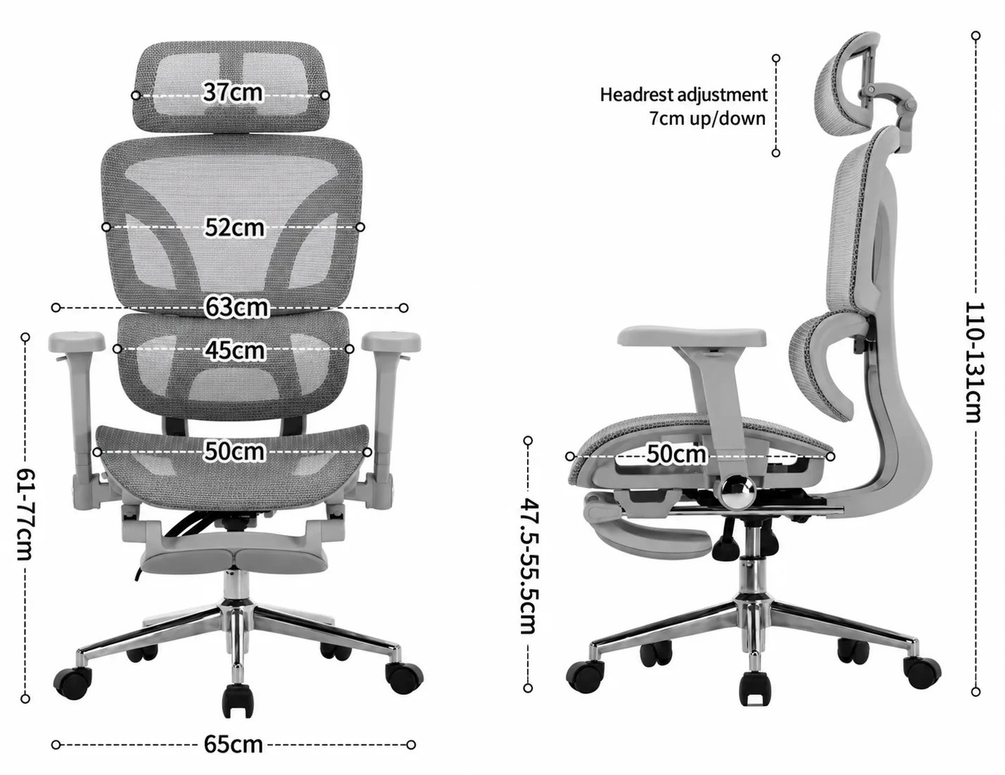 KUUL Flow front and side views with measurements