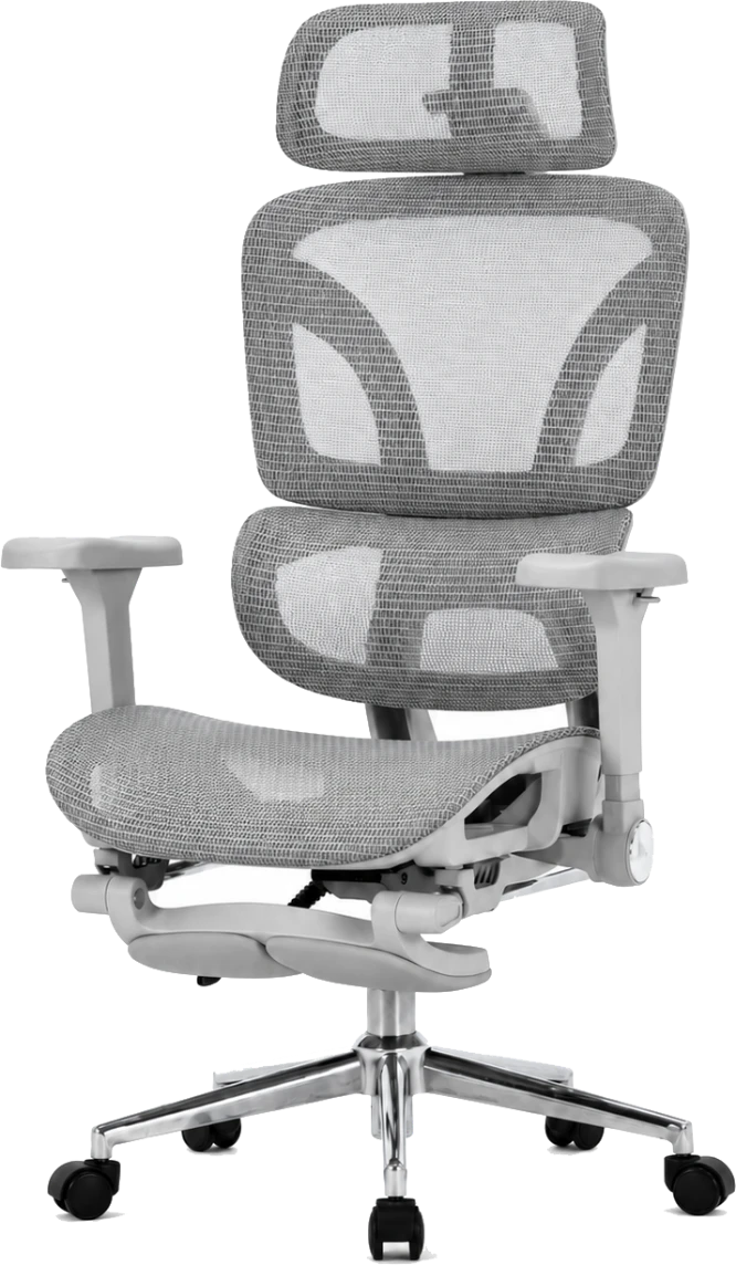KUUL Flow chair in Ash Grey, three-quarter view