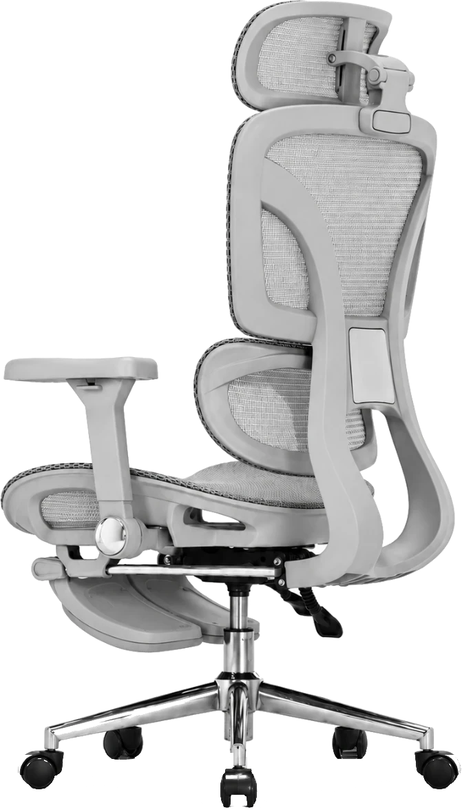 KUUL Flow chair in Ash Grey, rear three-quarter view