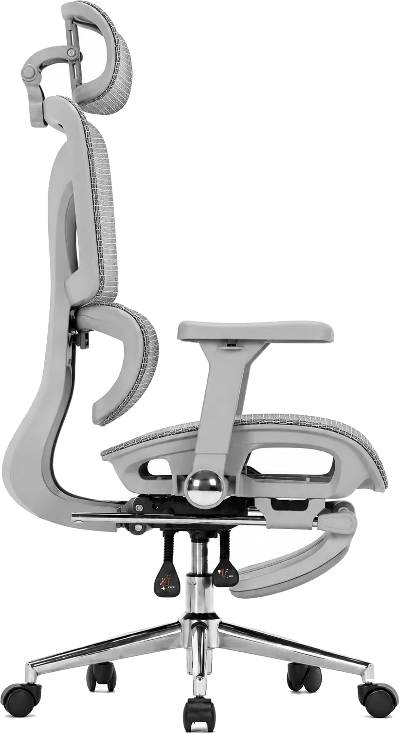 KUUL Flow chair in Ash Grey, side profile from the left
