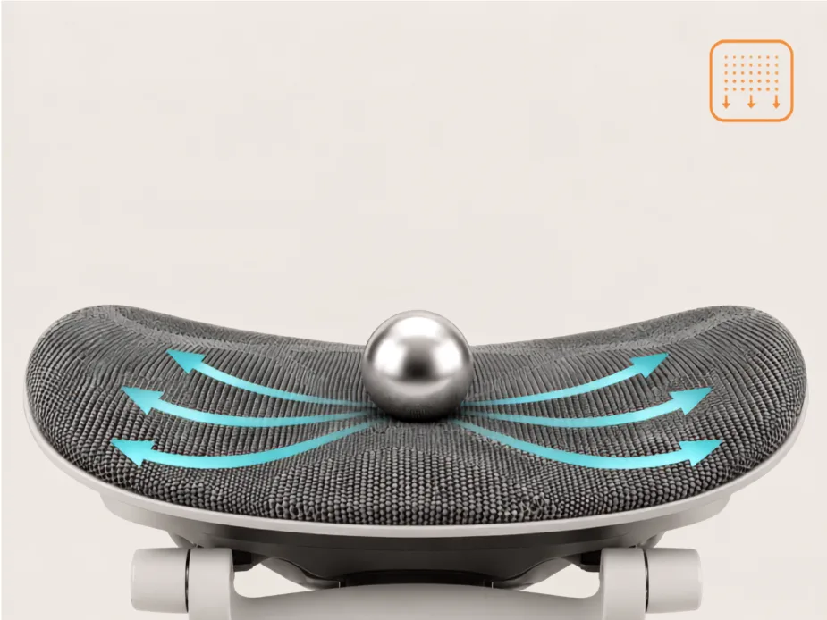 Pressure-distributing seat: comfort, spread evenly