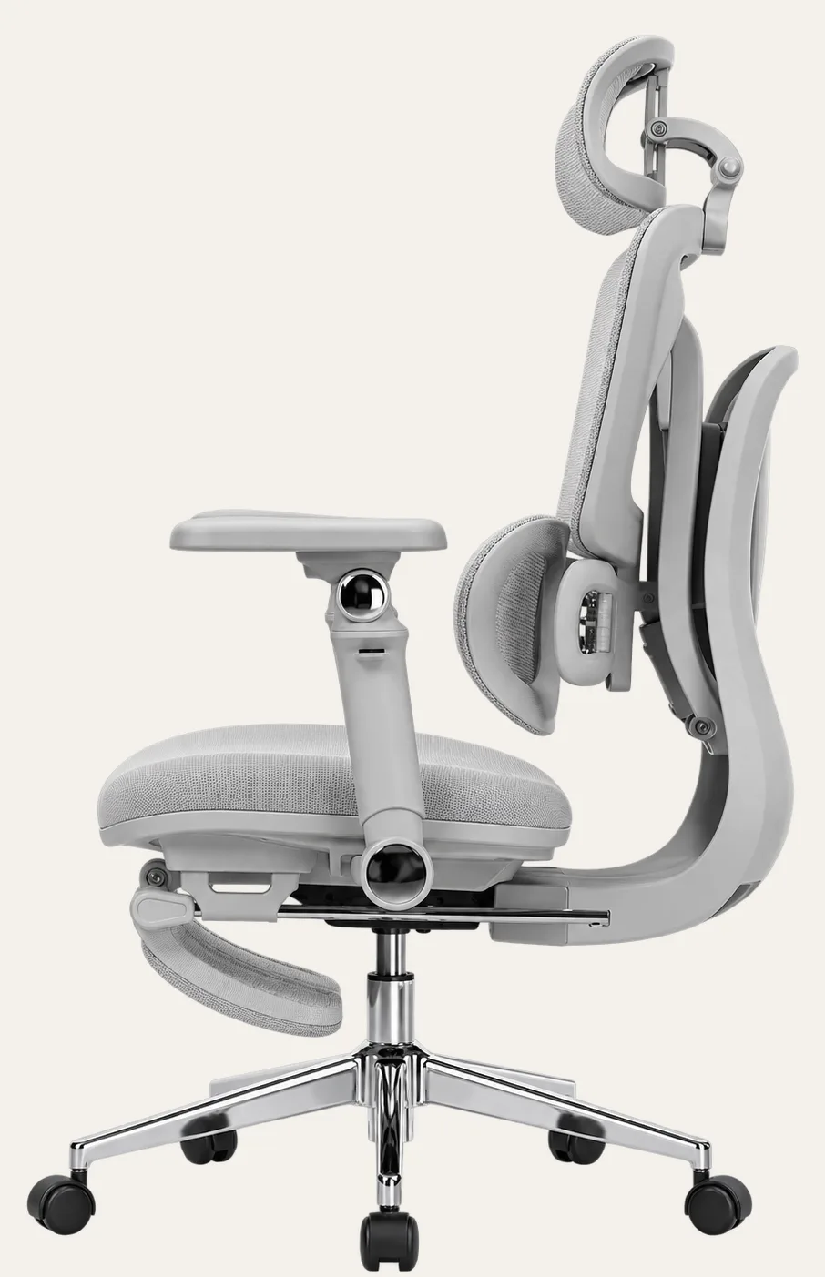 KUUL Atlas chair in Mist with molded foam seat, side profile