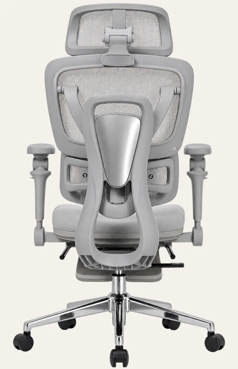 KUUL Atlas chair in Mist with molded foam seat, rear view