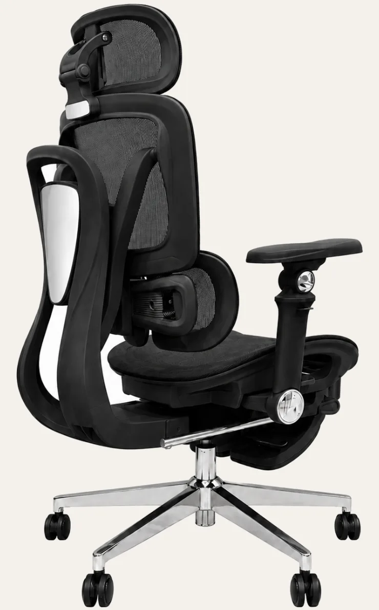 KUUL Atlas chair in Onyx Black, rear three-quarter view from the side