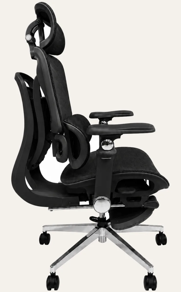 KUUL Atlas chair in Onyx Black, side profile from the left